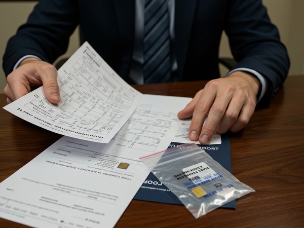 פטיש שופטים לצד מסמכים משפטיים בתיק סחר בסמים.